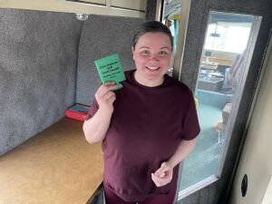 Nancy, A Vendor At The May Day Market Broadcasting On WIOE!