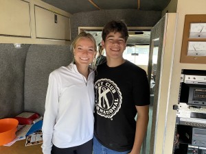 Lilia & Mattis, Warsaw Key Club Members Broadcasting In The Oldies RV At The Kiwanis Breakfast